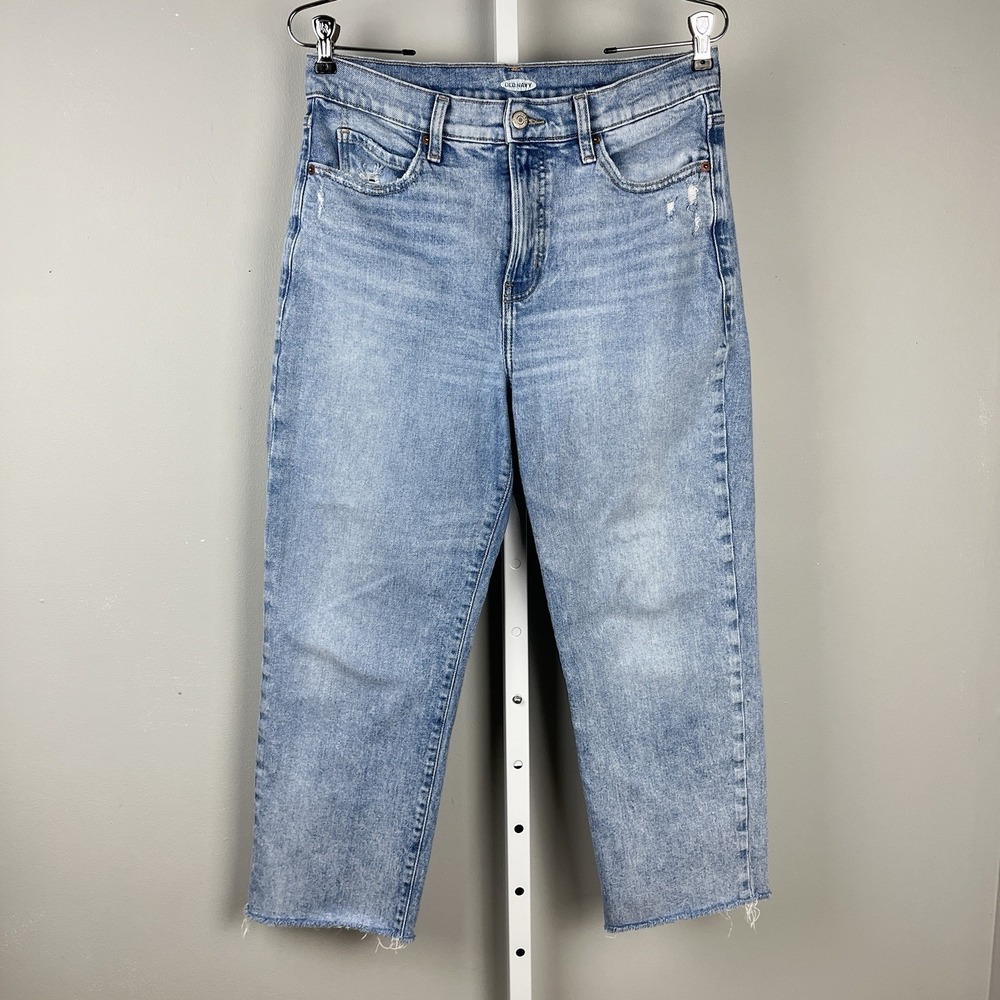 Old Navy Erin Boyfriend Denim Jeans Womens 8 Raw‎ Hem High Rise